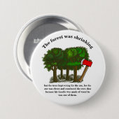 Het bos krimpt, maar de bomen blijven stemmen ronde button 7,6 cm (Voorkant /achterkant)