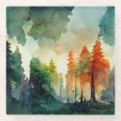 Het bos (natuur) glazen onderzetter (Voorkant)