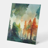 Het bos (natuur) reclamebord met voetstuk (Voorkant)