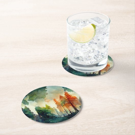 Het bos (natuur) ronde kartonnen onderzetter (Insitu)