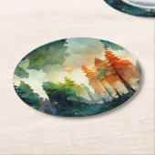 Het bos (natuur) ronde kartonnen onderzetter (Gebogen)