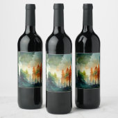 Het bos (natuur) wijn etiket (Flessen)