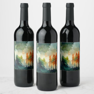Het bos (natuur) wijn etiket