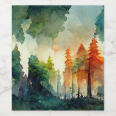 Het bos (natuur) wijn etiket (Enkel label)