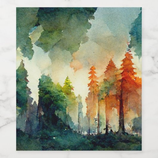 Het bos (natuur) wijn etiket (Enkel label)