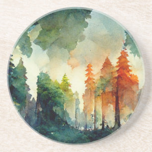 Het bos (natuur) zandsteen onderzetter