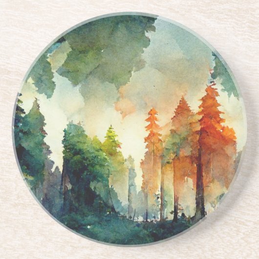 Het bos (natuur) zandsteen onderzetter (Voorkant)