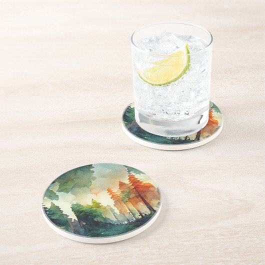 Het bos (natuur) zandsteen onderzetter (Zijkant)