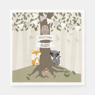 Het bos Neutrale Baby shower van Dieren - Servetten