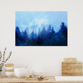 Het bos ontwaakt uit de nevel poster