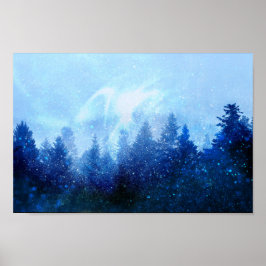 Het bos ontwaakt van de mist poster