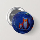 "Het bos 's nachts:" Knop Owl kunst Ronde Button 5,7 Cm (Voorkant /achterkant)