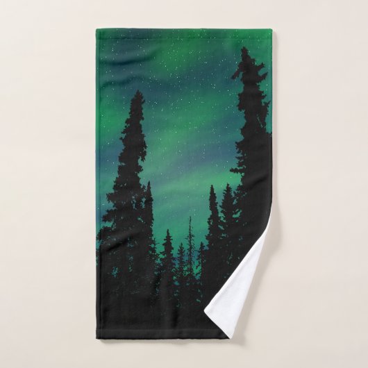 Het bos van de Noordelijke Lichten Groene Night Sk Bad Handdoek (Handdoek)