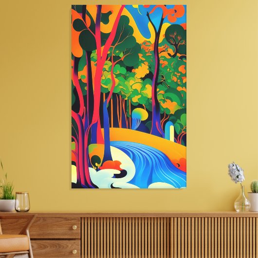 Het bos van Psychedelia Canvas Afdruk (Insitu (Woonkamer))