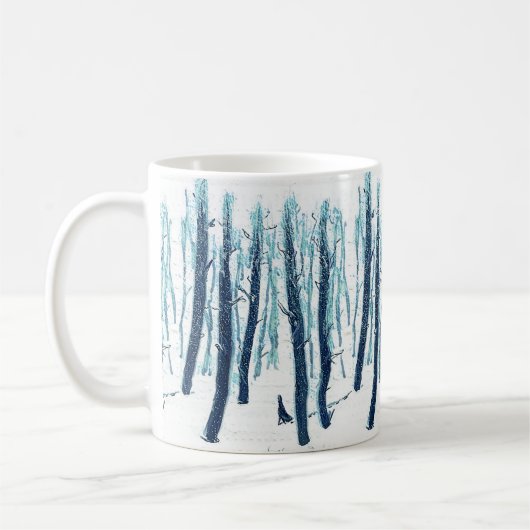 Het bos van Snowy loopt door Koffiemok (Links)