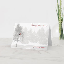 Het Bos van Snowy White met Rode Kardinaal Feestdagen Kaart