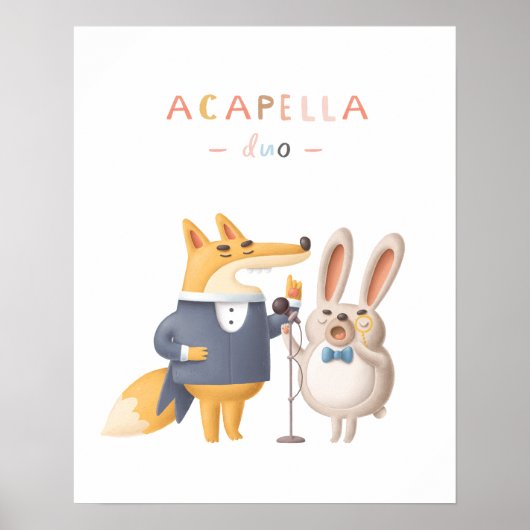 Het Bosdieren Acapella Duo-kinderkamerposter Poster (Voorkant)