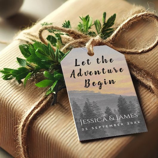 Het Bosgebergte van de bruiloft laat het avontuur  Cadeaulabel