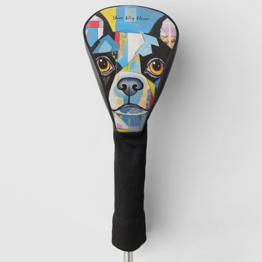 Het Boston Terrier Hondenportret 001 - Sable Gabri Golfheadcover (Voorkant)