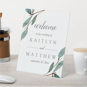 Het Botanische Bliss Wedding Collectie Welkom Reclamebord Met Voetstuk