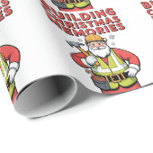 Het bouwen van Christmas Memorie Familie Matching  Cadeaupapier (Rol Hoek)