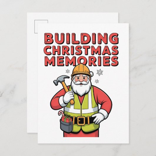 Het bouwen van Christmas Memorie Familie Matching Uitnodiging Briefkaart (Voorkant / Achterkant)