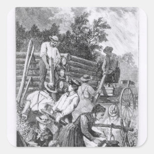 Het bouwen van de Logcabine Vierkante Sticker