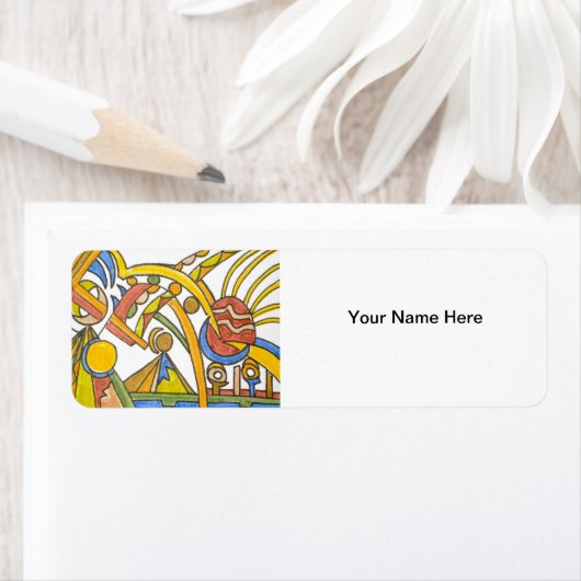 Het bouwen van de piramides-Abstracte Ink Doodle A Etiket (Insitu)