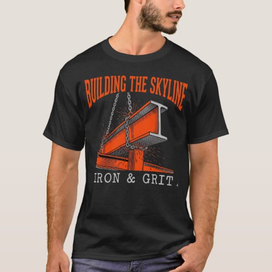 Het Bouwen Van De Skyline IJzeren Constructie Met  T-shirt (Voorkant)