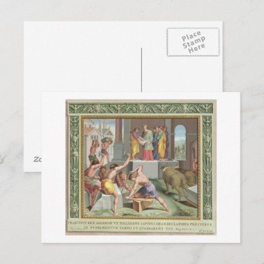 Het bouwen van de tempel van Solomon, illustratie Briefkaart (Voorkant / Achterkant)