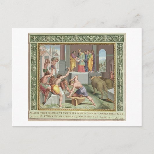 Het bouwen van de tempel van Solomon, illustratie Briefkaart (Voorkant)