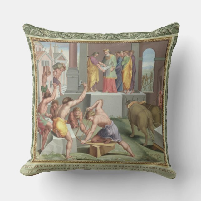 Het bouwen van de tempel van Solomon, illustratie  Kussen (Voorkant)
