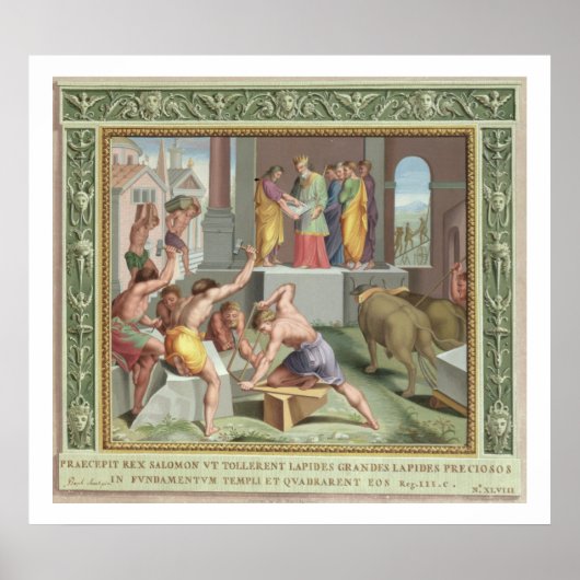 Het bouwen van de tempel van Solomon, illustratie  Poster (Voorkant)