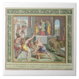 Het bouwen van de tempel van Solomon, illustratie  Tegeltje