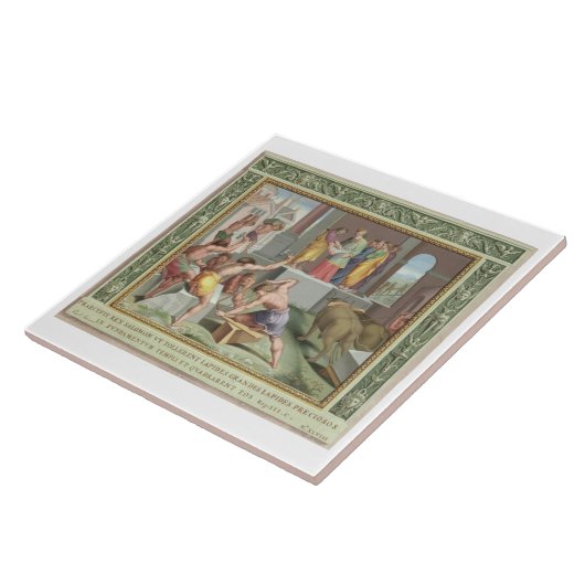 Het bouwen van de tempel van Solomon, illustratie  Tegeltje (Zijkant)