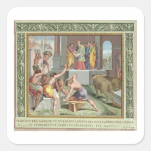 Het bouwen van de tempel van Solomon, illustratie Vierkante Sticker