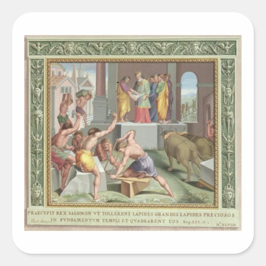 Het bouwen van de tempel van Solomon, illustratie Vierkante Sticker (Voorkant)