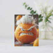 Het Boze Sinaasappel Fruit Briefkaart (Staand voorkant)