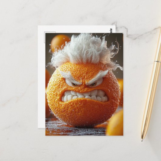 Het Boze Sinaasappel Fruit Briefkaart (Voorkant / Achterkant in situ)