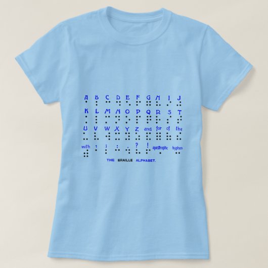 Het braillalfabet. t-shirt (Design voorkant)
