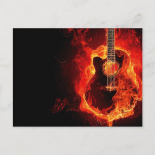 Het branden van Guitar, Oranje Flames Music Rock B Briefkaart