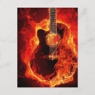 Het branden van Guitar, Oranje Flames Music Rock B Briefkaart