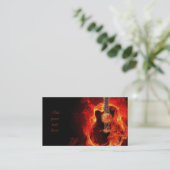 Het branden van Guitar Oranje Flames, Muziek Visit Visitekaartje (Staand voorkant)