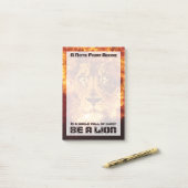 Het branden van het Inspirerend Citaat van de Lion Post-it® Notes (Op bureau)