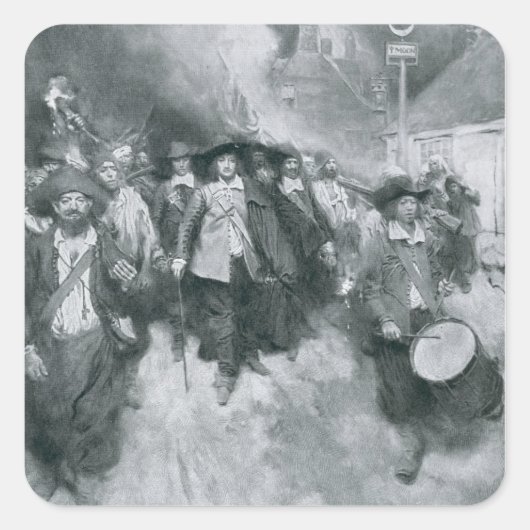 Het branden van Jamestown Vierkante Sticker (Voorkant)