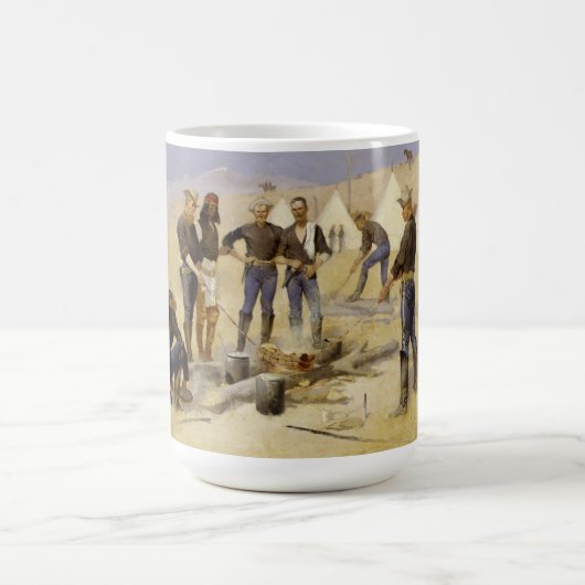 Het branden van kerstrundvlees in een Cavalry Camp Koffiemok (Center)