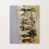 Het branden van kerstrundvlees in een Cavalry Camp Legpuzzel (Verticaal)