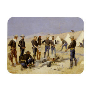 Het branden van kerstrundvlees in een Cavalry Camp Magneet