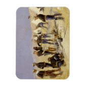 Het branden van kerstrundvlees in een Cavalry Camp Magneet (Verticaal)