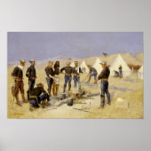 Het branden van kerstrundvlees in een Cavalry Camp Poster (Voorkant)